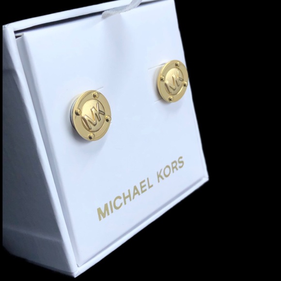 Michael Kors Gold Tone Astor Stud Logo Earrings - Picture 5 of 13